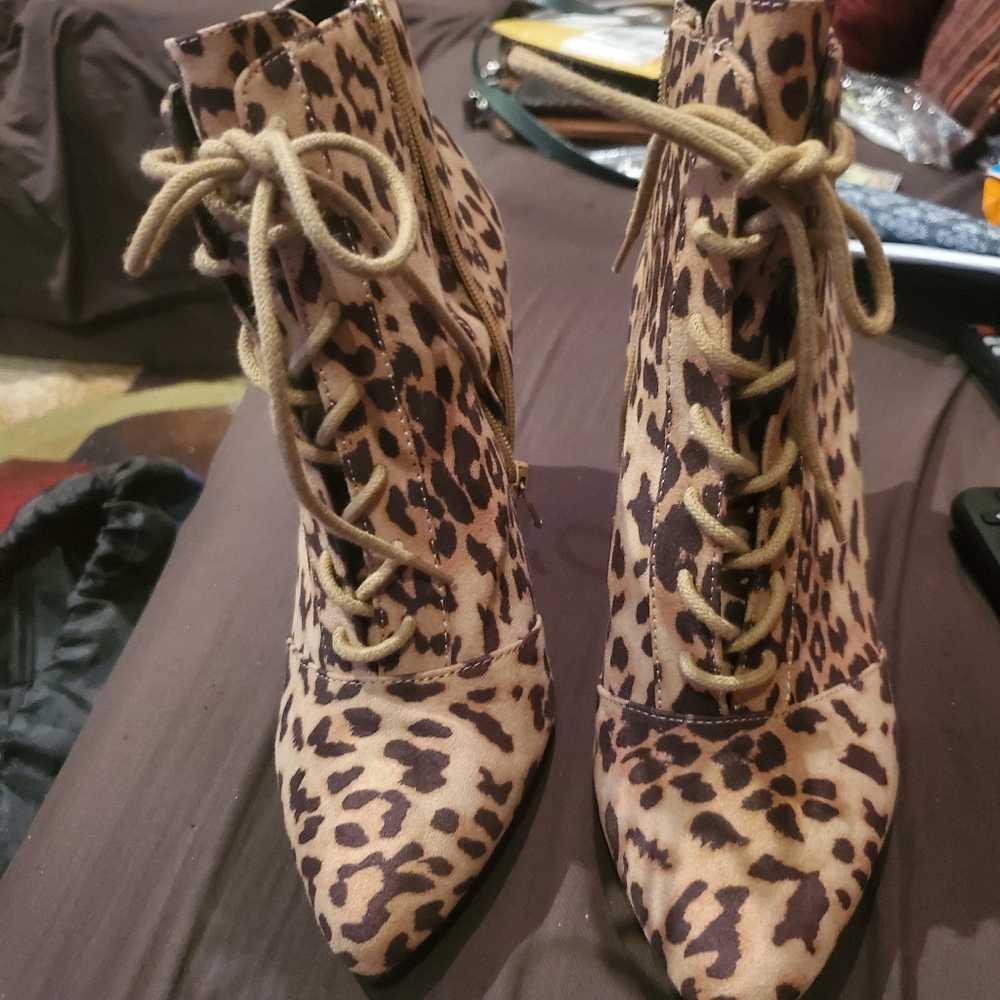 Leopard ankle boots